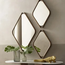 Morica Design Coppia di specchi in legno Eye Bis con cornice in legno massiccio di noce