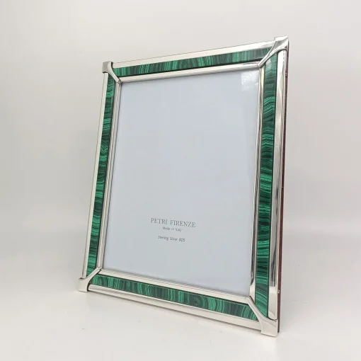 Petri Firenze Cornice fotografica in malachite verde e argento