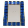 Ghirò Studio Cornice portafoto in ottone placcato oro 24 carati e cristallo blu lavorato a mano