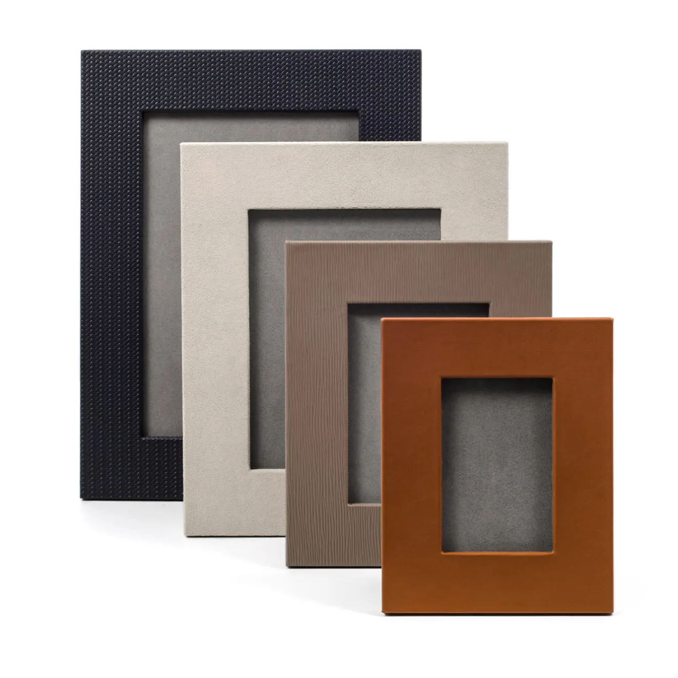 Pinetti Cornice rettangolare piccola in pelle color taupe