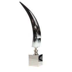 Petri Firenze Corno verticale con base in ottone nichelato Scultura