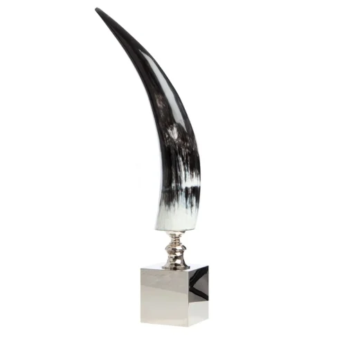 Petri Firenze Corno verticale con base in ottone nichelato Scultura
