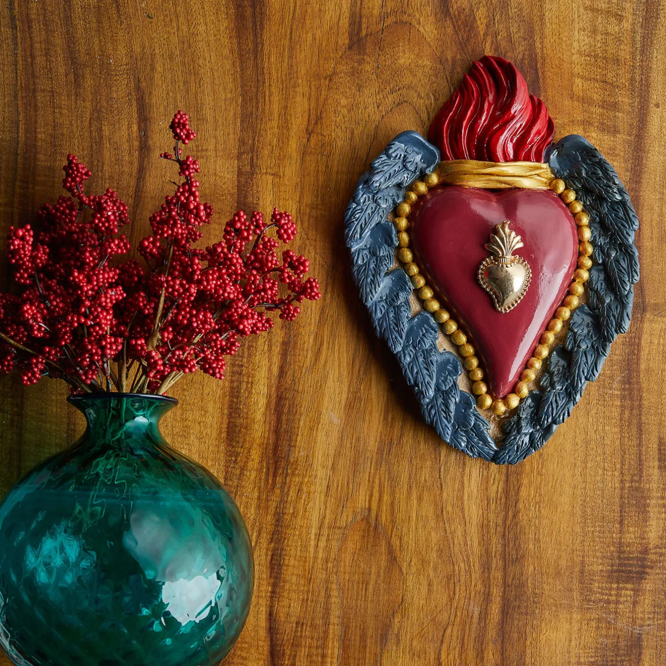 Cuore di Argilla CUORE DECO IN CERAMICA ROSSA E BLU