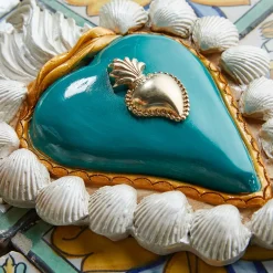 Cuore di Argilla CUORE IN CERAMICA BIANCO E TURCHESE SUMMER VIBES