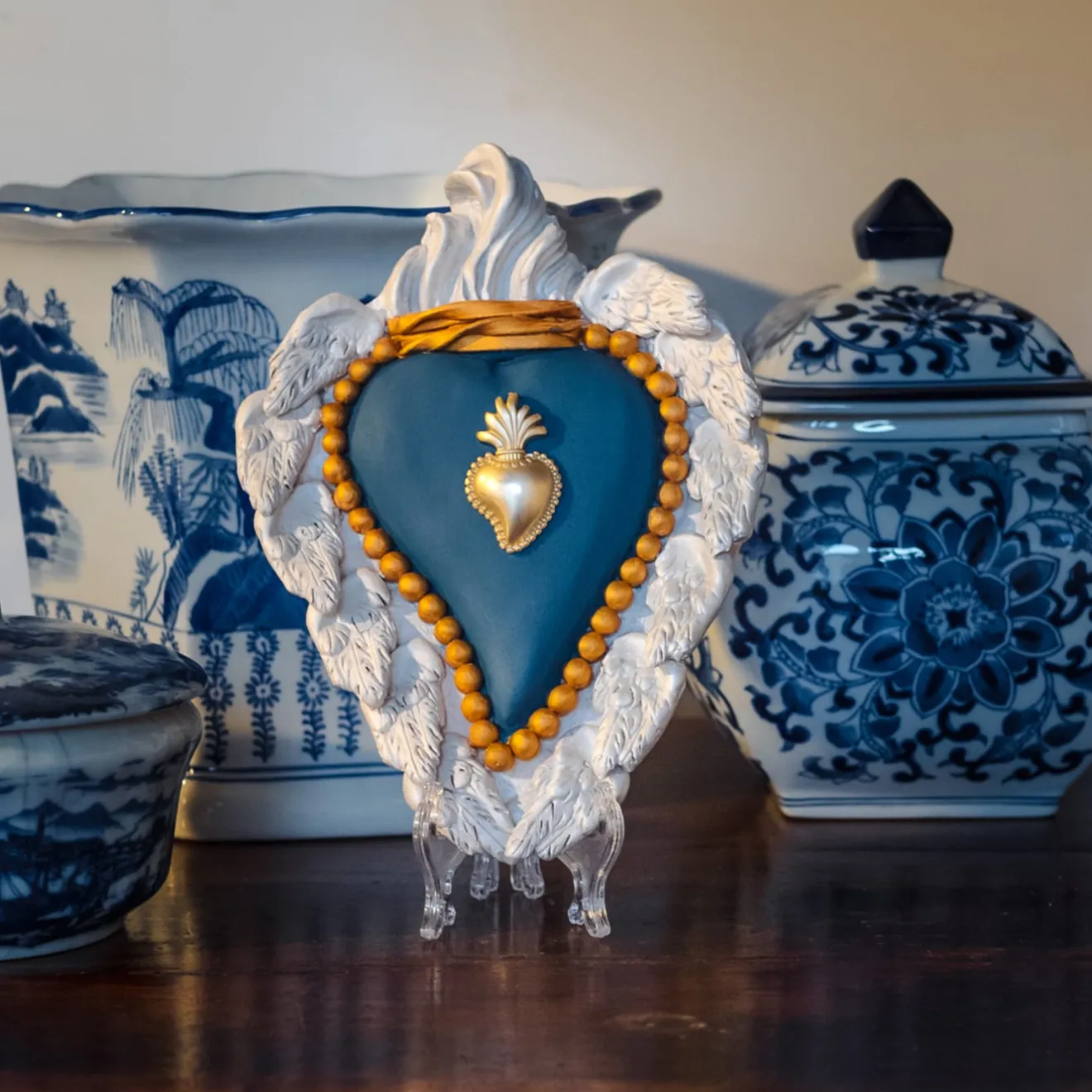 Cuore di Argilla Cuore in ceramica blu opaco