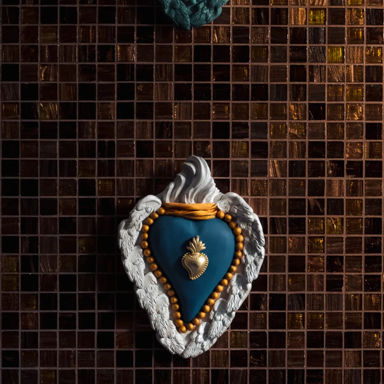 Cuore di Argilla Cuore in ceramica blu opaco