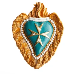 Cuore di Argilla CUORE IN CERAMICA TURCHESE E ORO