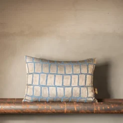 The House of Lyria Cuscino Asplenio rettangolare a motivi blu e beige
