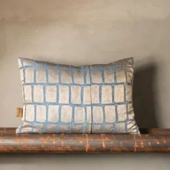 The House of Lyria Cuscino Asplenio rettangolare a motivi blu e beige