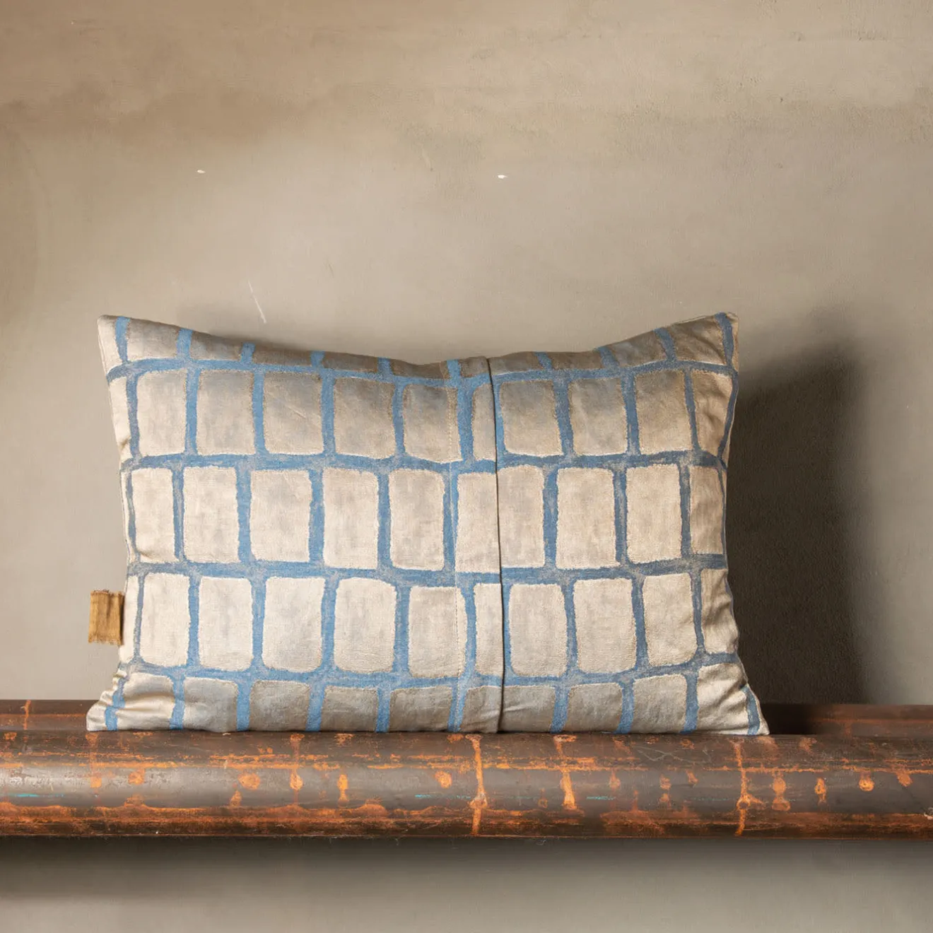 The House of Lyria Cuscino Asplenio rettangolare a motivi blu e beige