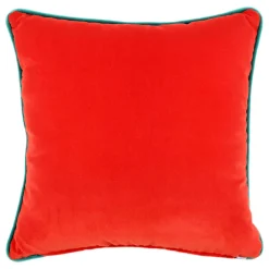 l'Opificio Cuscino Carrè azzurro e rosso in tessuto jacquard a pois