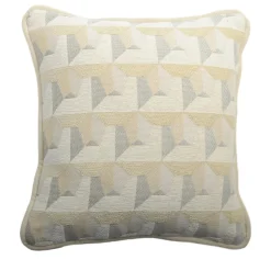 l'Opificio Cuscino Carrè bianco in tessuto jacquard geometrico