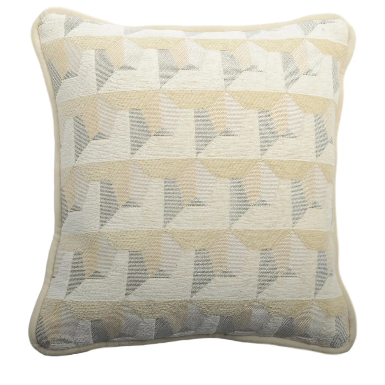l'Opificio Cuscino Carrè bianco in tessuto jacquard geometrico