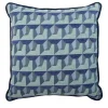 l'Opificio Cuscino Carrè blu in tessuto jacquard geometrico