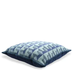 l'Opificio Cuscino Carrè blu in tessuto jacquard a rilievo