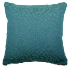 l'Opificio Cuscino Carrè blu-verde in tessuto jacquard finto unitario