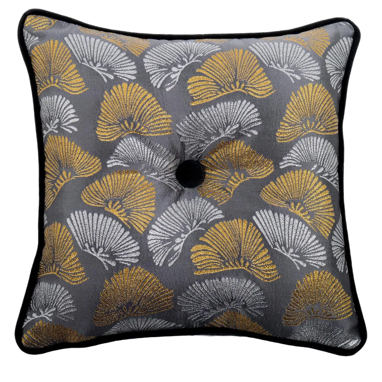 l'Opificio Cuscino Carrè dorato e argentato in tessuto jacquard Bloom