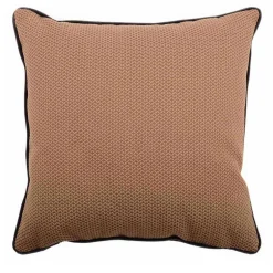 l'Opificio Cuscino Carré in tessuto jacquard marrone con piping in velluto