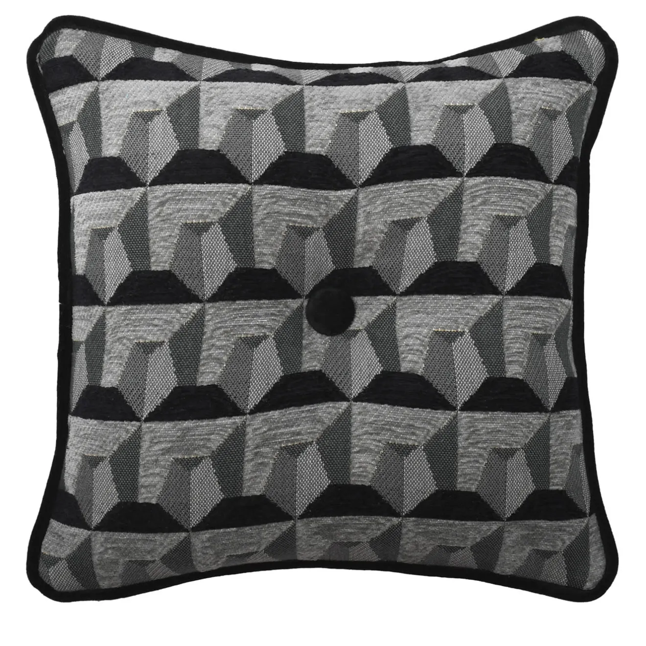 l'Opificio Cuscino Carrè Nero in tessuto jacquard Relief e Velluto di Cotone