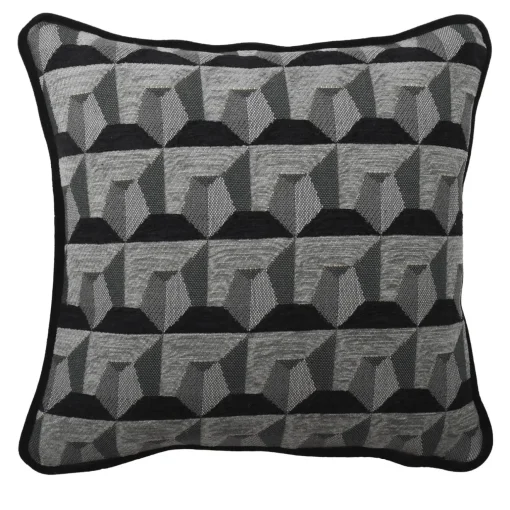 l'Opificio Cuscino Carrè Nero in tessuto jacquard geometrico