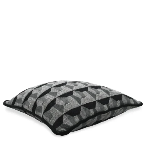 l'Opificio Cuscino Carrè Nero in tessuto jacquard geometrico