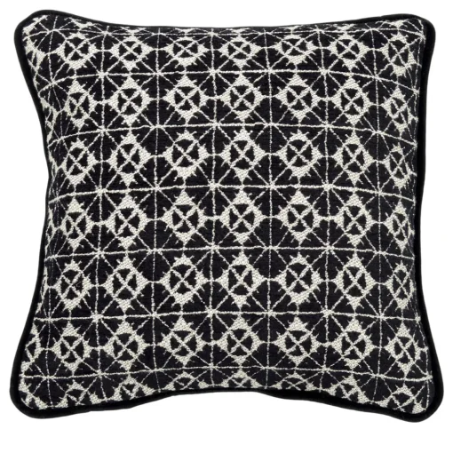 l'Opificio Cuscino Carrè quadrato bianco e nero in tessuto jacquard geometrico