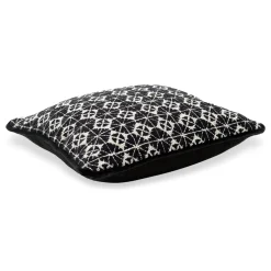 l'Opificio Cuscino Carrè quadrato bianco e nero in tessuto jacquard geometrico