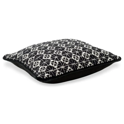l'Opificio Cuscino Carrè quadrato bianco e nero in tessuto jacquard geometrico
