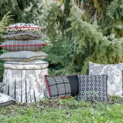 l'Opificio Cuscino Carrè quadrato bianco e nero in tessuto jacquard geometrico