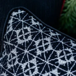 l'Opificio Cuscino Carrè quadrato bianco e nero in tessuto jacquard geometrico
