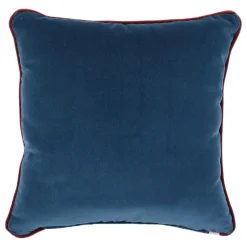 l'Opificio Cuscino Carrè turchese e blu in tessuto jacquard a pois