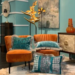 Anna Paola Cibin Cuscino con fiori grigi