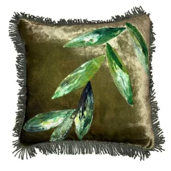 Anna Paola Cibin Cuscino con foglie verdi e blu