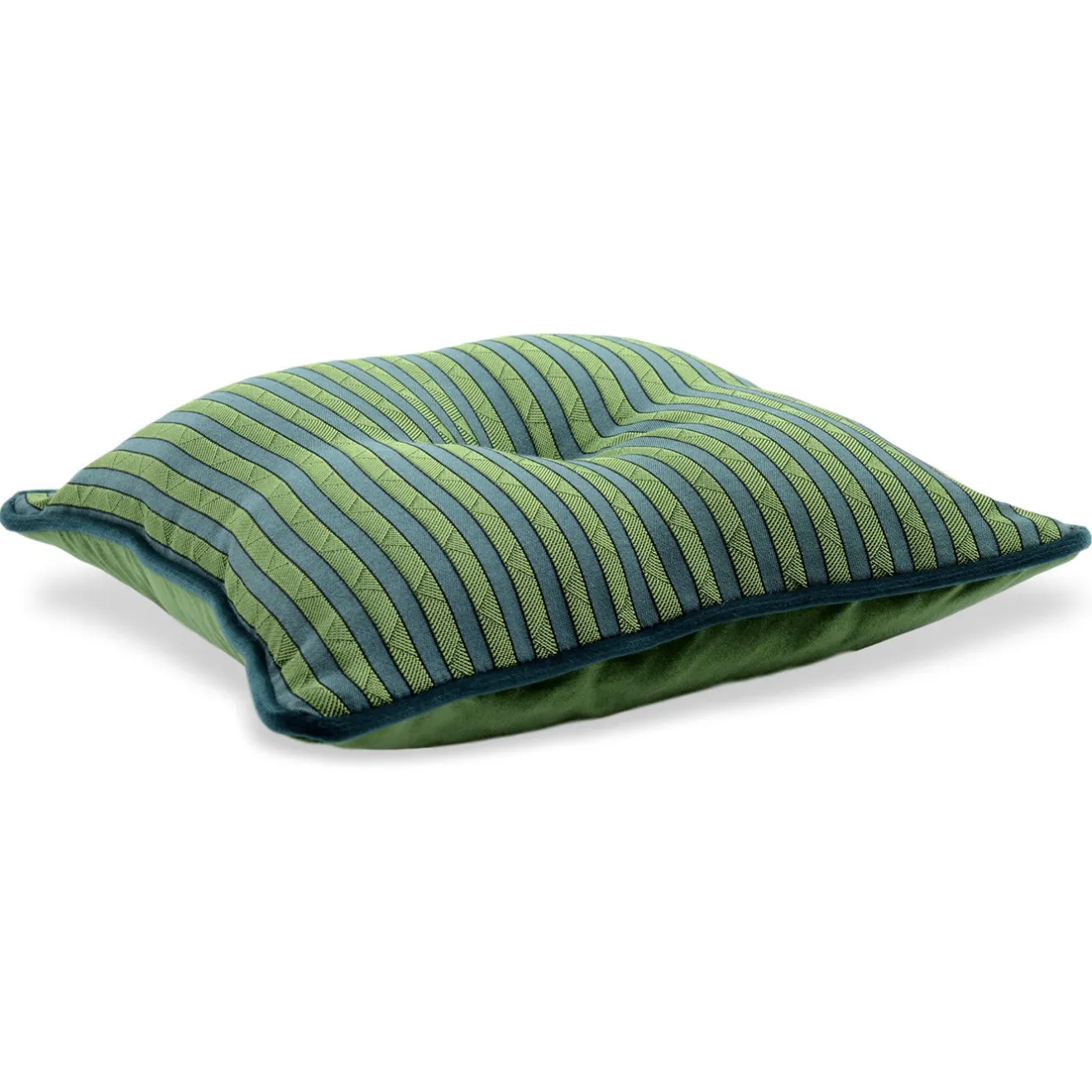 l'Opificio Cuscino Emerald Carré in tessuto jacquard a righe e velluto di seta