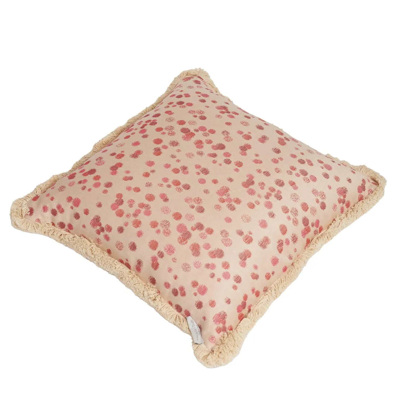 Carola fra i Trulli Cuscino grande con frange rosse e fucsia