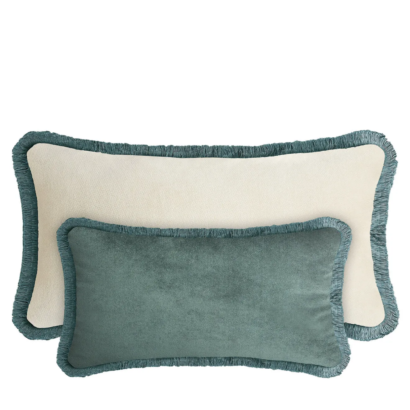 LO Decor Cuscino Happy in velluto bianco e verde verde acqua per coppie
