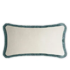 LO Decor Cuscino Happy in velluto bianco e verde verde acqua per coppie