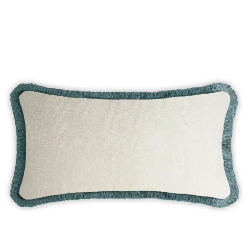 LO Decor Cuscino Happy in velluto bianco e verde verde acqua per coppie