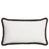 LO Decor Cuscino Happy rettangolare in velluto bianco con frange marroni
