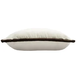 LO Decor Cuscino Happy rettangolare in velluto bianco con frange marroni