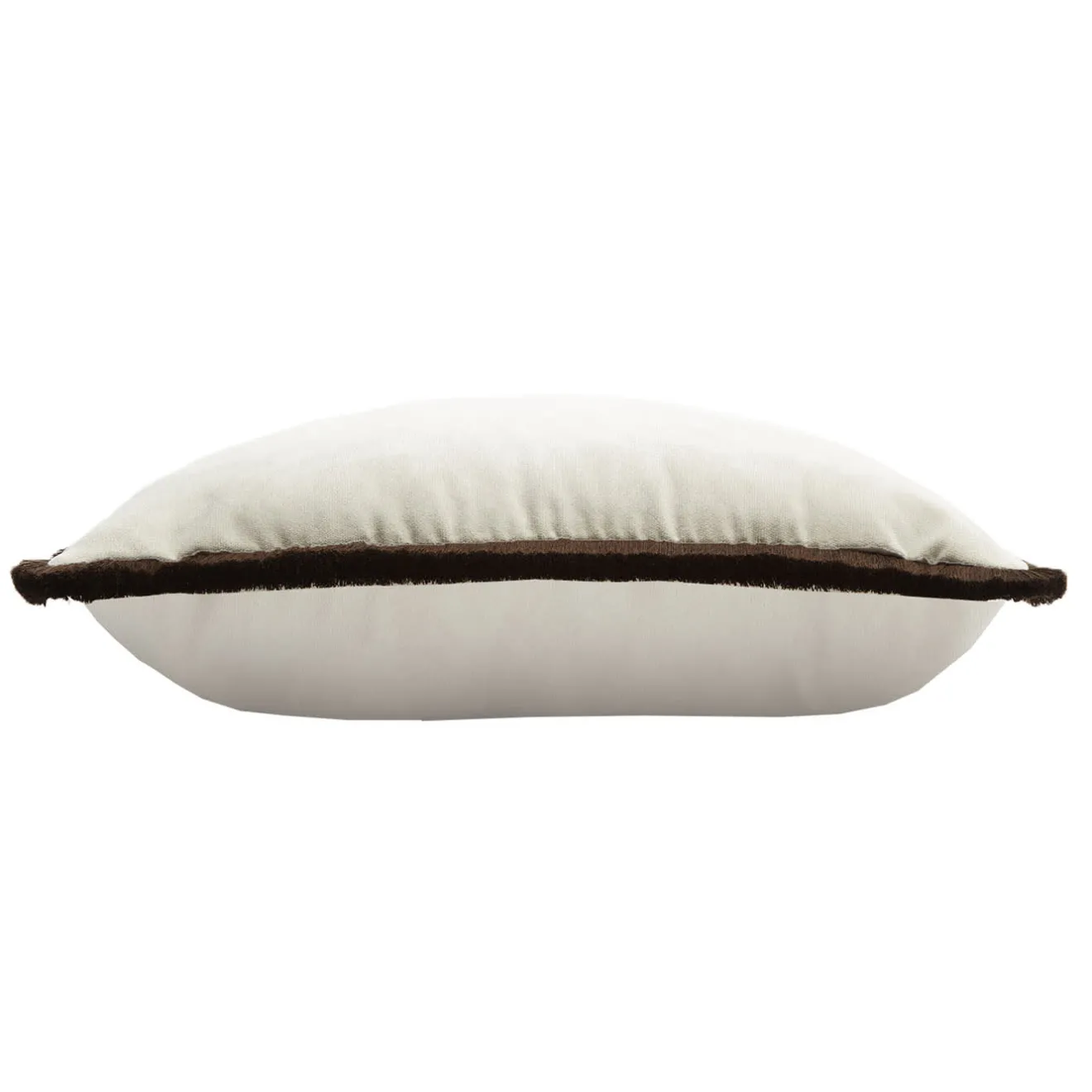 LO Decor Cuscino Happy rettangolare in velluto bianco con frange marroni