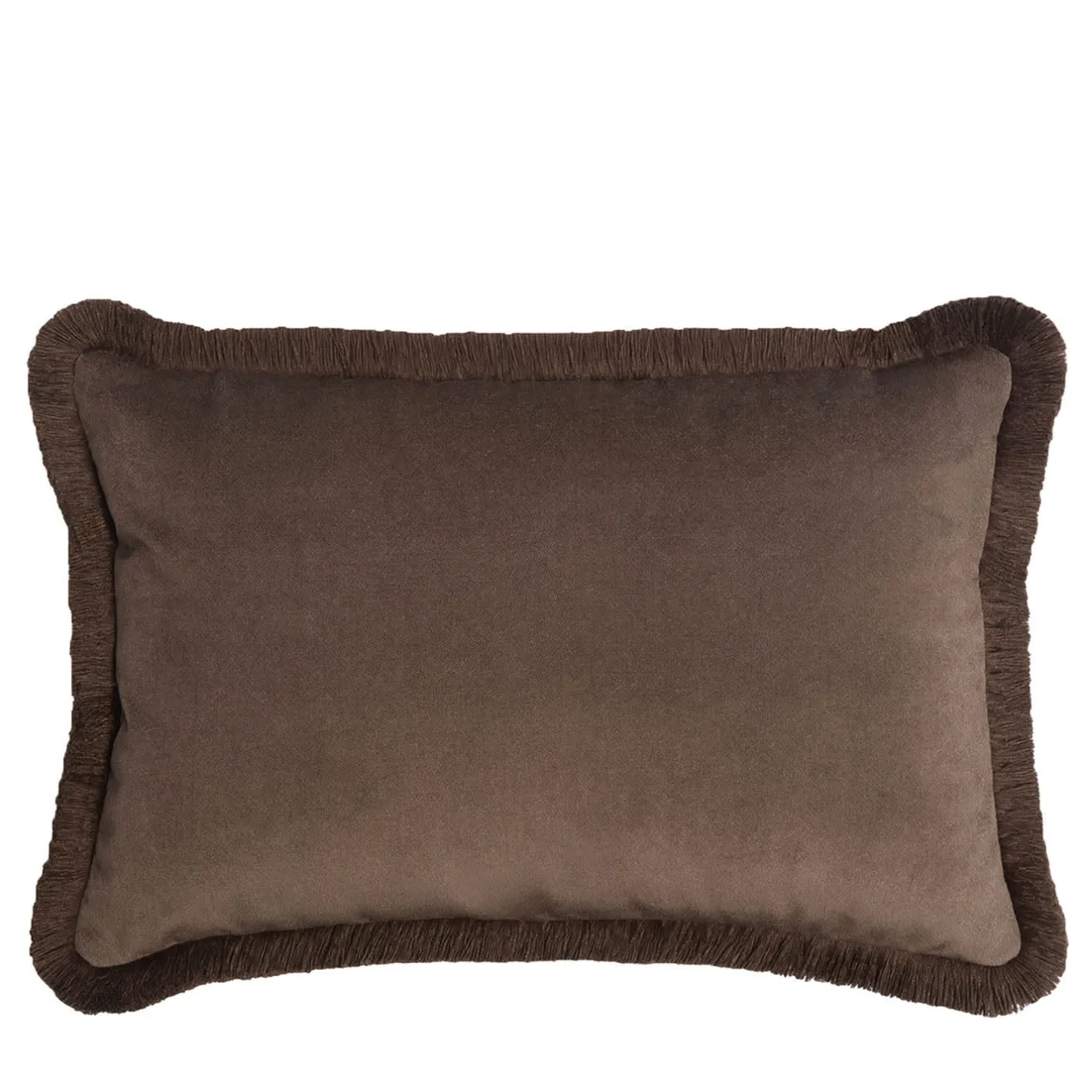 LO Decor Cuscino Happy rettangolare marrone con frange
