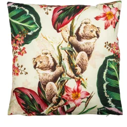 Grand Tour by Vito Nesta Cuscino in lino Animalia con Koala e fiori rosa