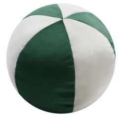 LO Decor Cuscino in velluto verde e bianco a forma di palla