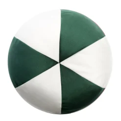 LO Decor Cuscino in velluto verde e bianco a forma di palla