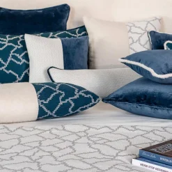 l'Opificio Cuscino Longue Rectangluar bianco in tessuto jacquard falso unitario