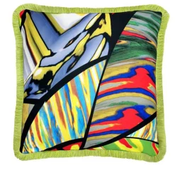 Sergio Villa Cuscino quadrato con frange Crazy Glass di Carlo Rampazzi