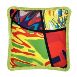 Sergio Villa Cuscino quadrato con frange Crazy Glass di Carlo Rampazzi