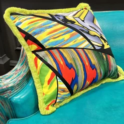 Sergio Villa Cuscino quadrato con frange Crazy Glass di Carlo Rampazzi