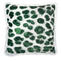 Sergio Villa Cuscino quadrato con frange Spotted Malachite di Carlo Rampazzi